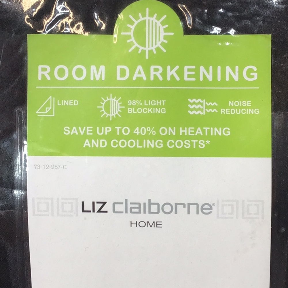 Liz Claiborne Kathryn Black Room Darkening Grommet Lined Curtain Panel #1